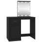 Toeletta con LED Nera 90x50x132,5 cm Legno Multistrato Toeletta con LED Nera 90x50x132,5 cm Legno Multistrato