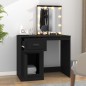 Toeletta con LED Nera 90x50x132,5 cm Legno Multistrato Toeletta con LED Nera 90x50x132,5 cm Legno Multistrato
