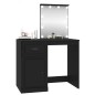 Toeletta con LED Nera 90x50x132,5 cm Legno Multistrato Toeletta con LED Nera 90x50x132,5 cm Legno Multistrato