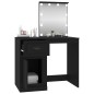 Toeletta con LED Nera 90x50x132,5 cm Legno Multistrato Toeletta con LED Nera 90x50x132,5 cm Legno Multistrato