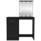 Toeletta con LED Nera 90x50x132,5 cm Legno Multistrato Toeletta con LED Nera 90x50x132,5 cm Legno Multistrato