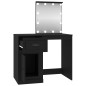 Toeletta con LED Nera 90x50x132,5 cm Legno Multistrato Toeletta con LED Nera 90x50x132,5 cm Legno Multistrato