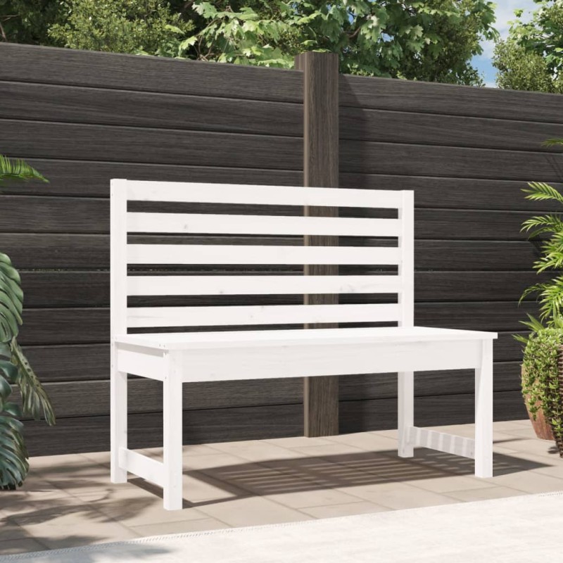 Panca da Giardino Bianca 109 cm in Legno Massello di Pino Panca da Giardino Bianca 109 cm in Legno Massello di Pino