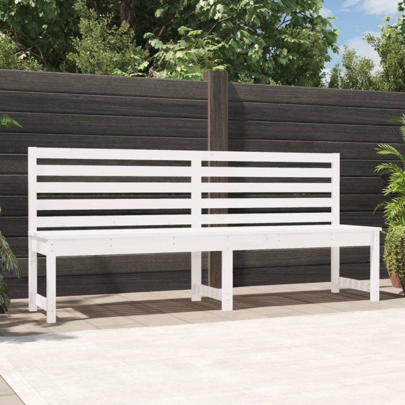 vidaXL Panca da Giardino Bianca 201,5 cm in Legno Massello di Pino vidaXL Panca da Giardino Bianca 201,5 cm in Legno Massello di Pino