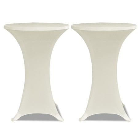 Copritavolo ?70 cm Crema Tessuto elasticizzato 2 pezzi