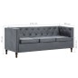 vidaXL Set Divani Chesterfield 3 pz Rivestiti in Tessuto Grigio vidaXL Set Divani Chesterfield 3 pz Rivestiti in Tessuto Grigio
