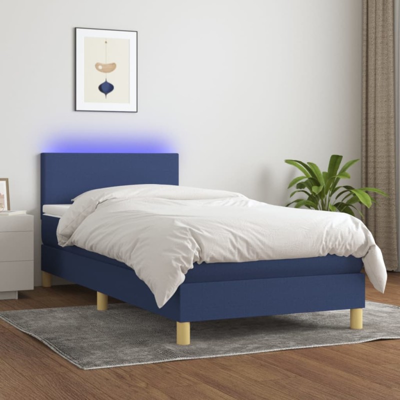 vidaXL Letto a Molle con Materasso e LED Blu 90x190 cm in Tessuto vidaXL Letto a Molle con Materasso e LED Blu 90x190 cm in Tessuto