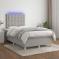 vidaXL Letto a Molle Materasso e LED Grigio Chiaro 120x200 cm Tessuto vidaXL Letto a Molle Materasso e LED Grigio Chiaro 120x200 cm Tessuto