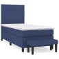 vidaXL Giroletto a Molle con Materasso Blu 90x190 cm in Tessuto