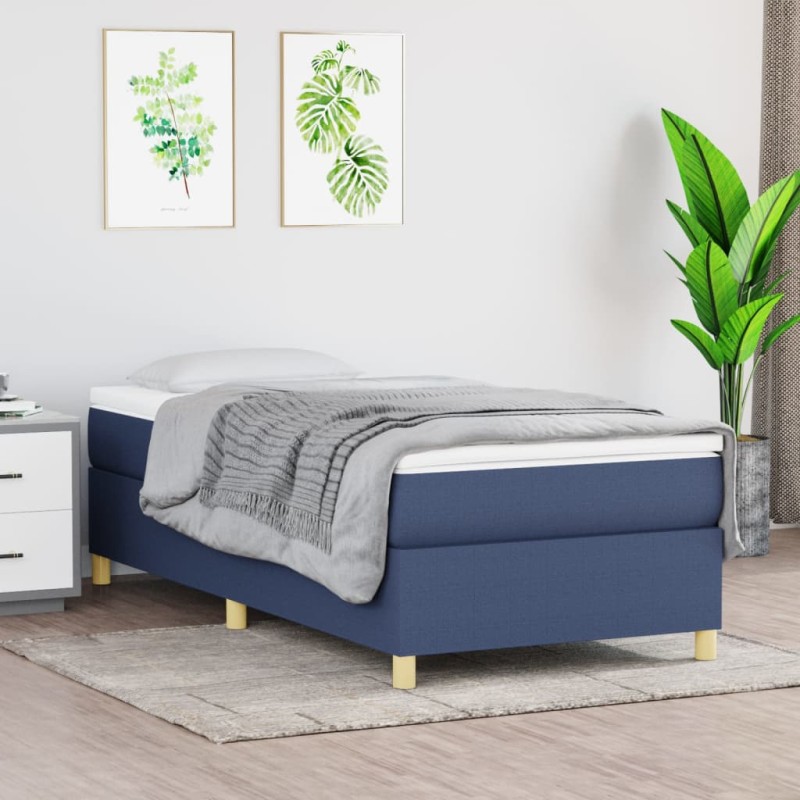 vidaXL Giroletto a Molle con Materasso Blu 90x190 cm in Tessuto