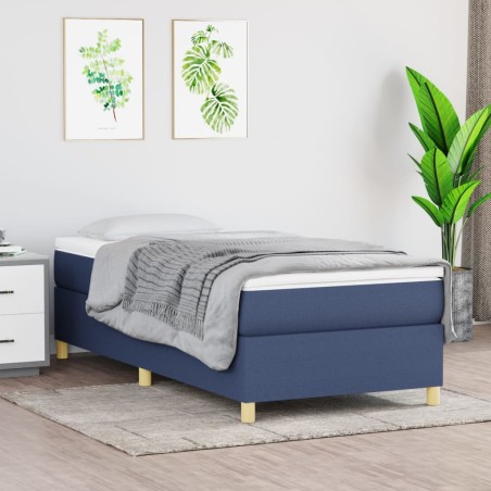 vidaXL Giroletto a Molle con Materasso Blu 90x190 cm in Tessuto