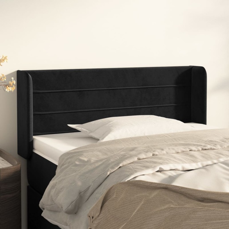 vidaXL Testiera ad Orecchio Nera 83x16x78/88 cm in Velluto vidaXL Testiera ad Orecchio Nera 83x16x78/88 cm in Velluto
