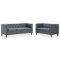 vidaXL Set Divani Chesterfield 2 pz Rivestiti in Tessuto Grigio vidaXL Set Divani Chesterfield 2 pz Rivestiti in Tessuto Grigio