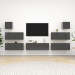 vidaXL Set Mobili TV 7 pz Grigio Lucido in Truciolato