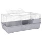 Gabbia Animali Piccoli Grigia 100x53x46cm Polipropilene Metallo Gabbia Animali Piccoli Grigia 100x53x46cm Polipropilene Metallo