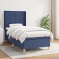 vidaXL Giroletto a Molle con Materasso Blu 90x190 cm in Tessuto
