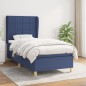 vidaXL Giroletto a Molle con Materasso Blu 90x190 cm in Tessuto