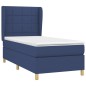 vidaXL Giroletto a Molle con Materasso Blu 90x190 cm in Tessuto