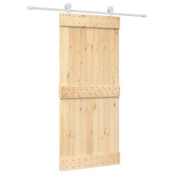 vidaXL Porta Scorrevole con Set Hardware 90x210 cm Legno Massello Pino