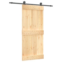 vidaXL Porta Scorrevole con Set Hardware 90x210 cm Legno Massello Pino