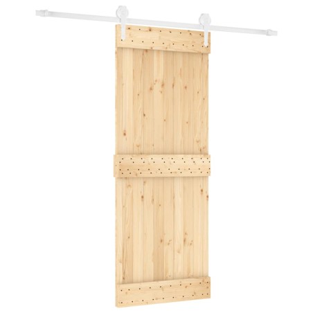 vidaXL Porta Scorrevole con Set Hardware 80x210 cm Legno Massello Pino