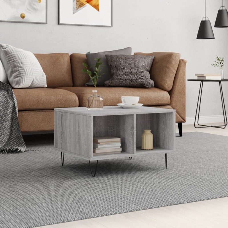 vidaXL Tavolino da Salotto grigio sonoma 60x50x36,5 cm in Multistrato