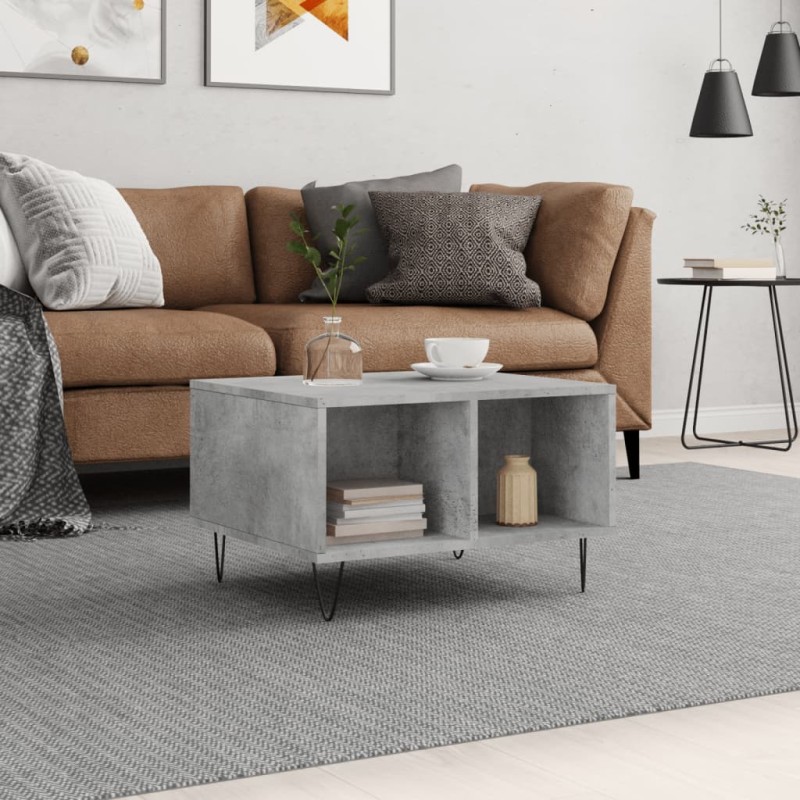 vidaXL Tavolino Salotto Grigio Cemento 60x50x36,5 cm Legno Multistrato