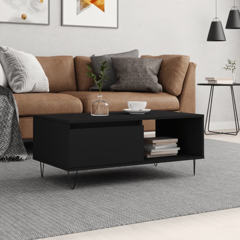 vidaXL Tavolino da Salotto Nero 90x50x36,5 cm in Legno Multistrato