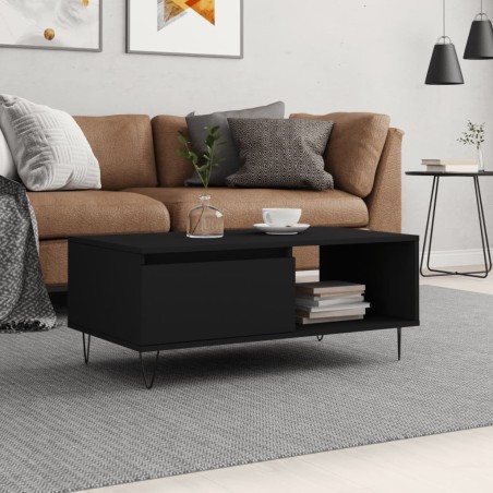 vidaXL Tavolino da Salotto Nero 90x50x36,5 cm in Legno Multistrato