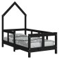 vidaXL Giroletto per Bambini Nero 70x140 cm in Legno Massello di Pino