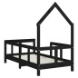 vidaXL Giroletto per Bambini Nero 70x140 cm in Legno Massello di Pino