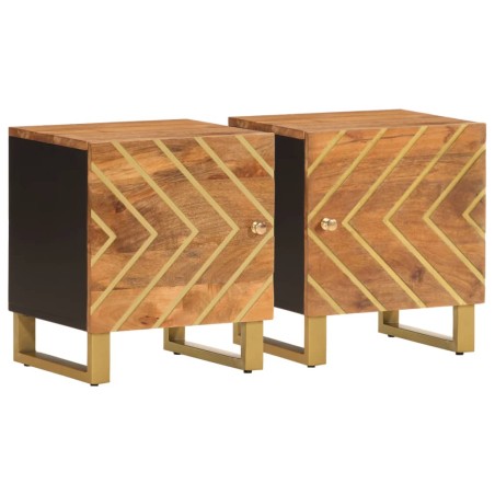 vidaXL Comodini 2 pz Marrone e Nero in Legno Massello di Mango