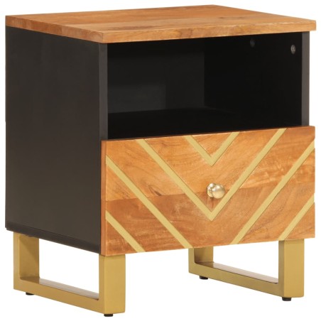 vidaXL Comodino Marrone e Nero in Legno Massello di Mango