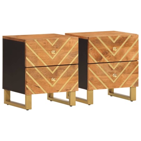 vidaXL Comodini 2 pz Marrone e Nero in Legno Massello di Mango