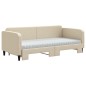 vidaXL Divano Letto Estraibile con Materassi Crema 90x200 cm Tessuto