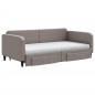 vidaXL Divano Letto Estraibile con Cassetti Tortora 100x200 cm Tessuto vidaXL Divano Letto Estraibile con Cassetti Tortora 100x200 cm Tessuto