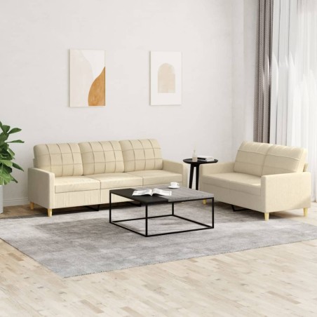 vidaXL Set di Divani 2 pz con Cuscini Crema in Tessuto