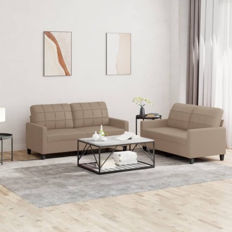 vidaXL Set di Divani 2 pz con Cuscini cappuccino in Similpelle