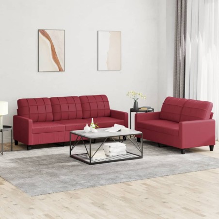 vidaXL Set di Divani 2 pz con Cuscini Rosso Vino in Similpelle