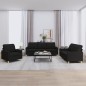 vidaXL Set di Divani 3 pz con Cuscini Nero in Tessuto vidaXL Set di Divani 3 pz con Cuscini Nero in Tessuto