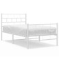 vidaXL Giroletto con Testiera e Pediera Metallo Bianco 100x190 cm vidaXL Giroletto con Testiera e Pediera Metallo Bianco 100x190 cm