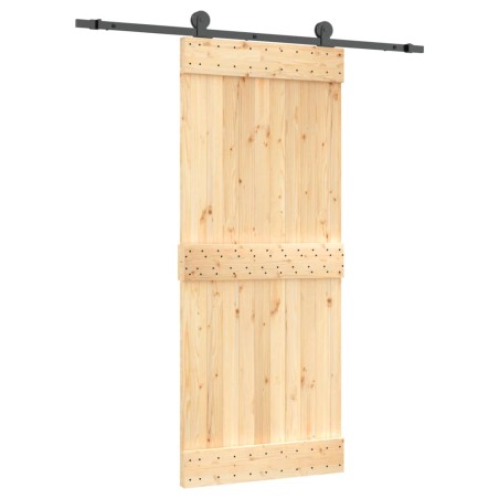 vidaXL Porta Scorrevole con Set Hardware 85x210 cm Legno Massello Pino