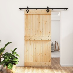 vidaXL Porta Scorrevole con Set Hardware 100x210cm Legno Massello Pino