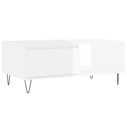 vidaXL Tavolino Salotto Bianco Lucido 90x50x36,5 cm Legno Multistrato