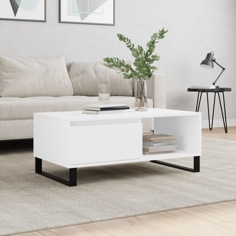 vidaXL Tavolino da Salotto Bianco 90x50x36,5 cm in Legno Multistrato