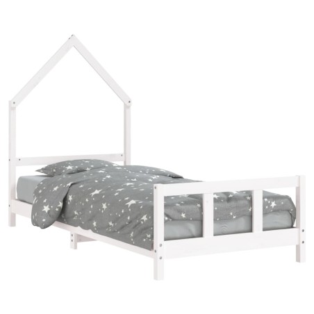 vidaXL Giroletto per Bambini Bianco 90x200cm in Legno Massello di Pino
