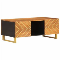 vidaXL Tavolino da Salotto Marrone e Nero 100x54x40 cm Legno di Mango