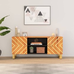 vidaXL Mobile Porta TV Marrone e Nero 105x33,5x46 cm in Legno di Mango