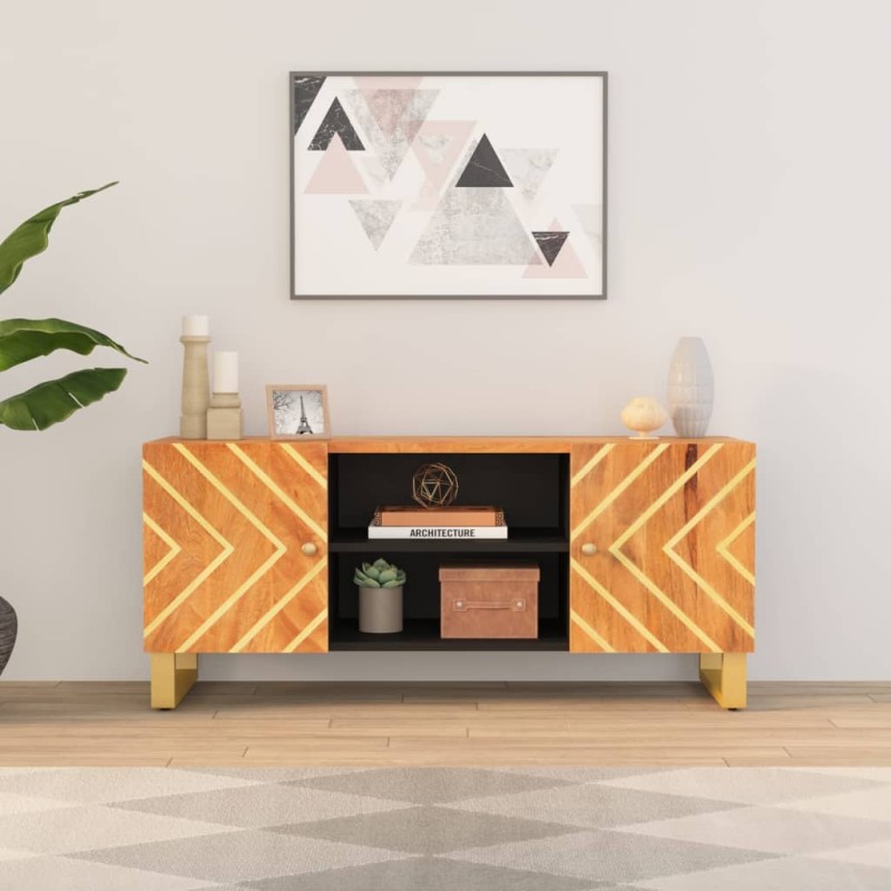 vidaXL Mobile Porta TV Marrone e Nero 105x33,5x46 cm in Legno di Mango vidaXL Mobile Porta TV Marrone e Nero 105x33,5x46 cm in Legno di Mango