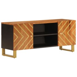 vidaXL Mobile Porta TV Marrone e Nero 105x33,5x46 cm in Legno di Mango